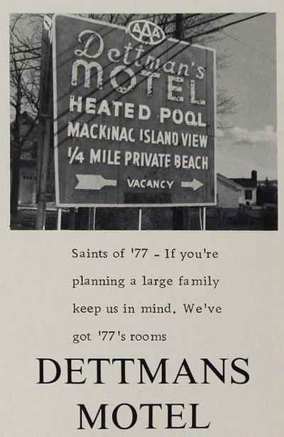 Dettmans Motel - 1977 Yearbook Ad (newer photo)